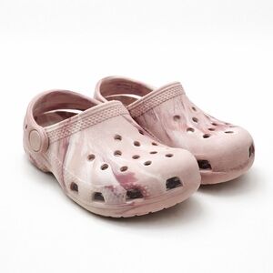 Girls Crocs Marble Pink White Clogs Size C8 Toddler Slip On Shoes